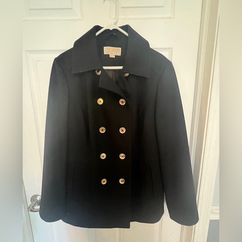 Michael Kors Black Double-Breasted Pea Coat